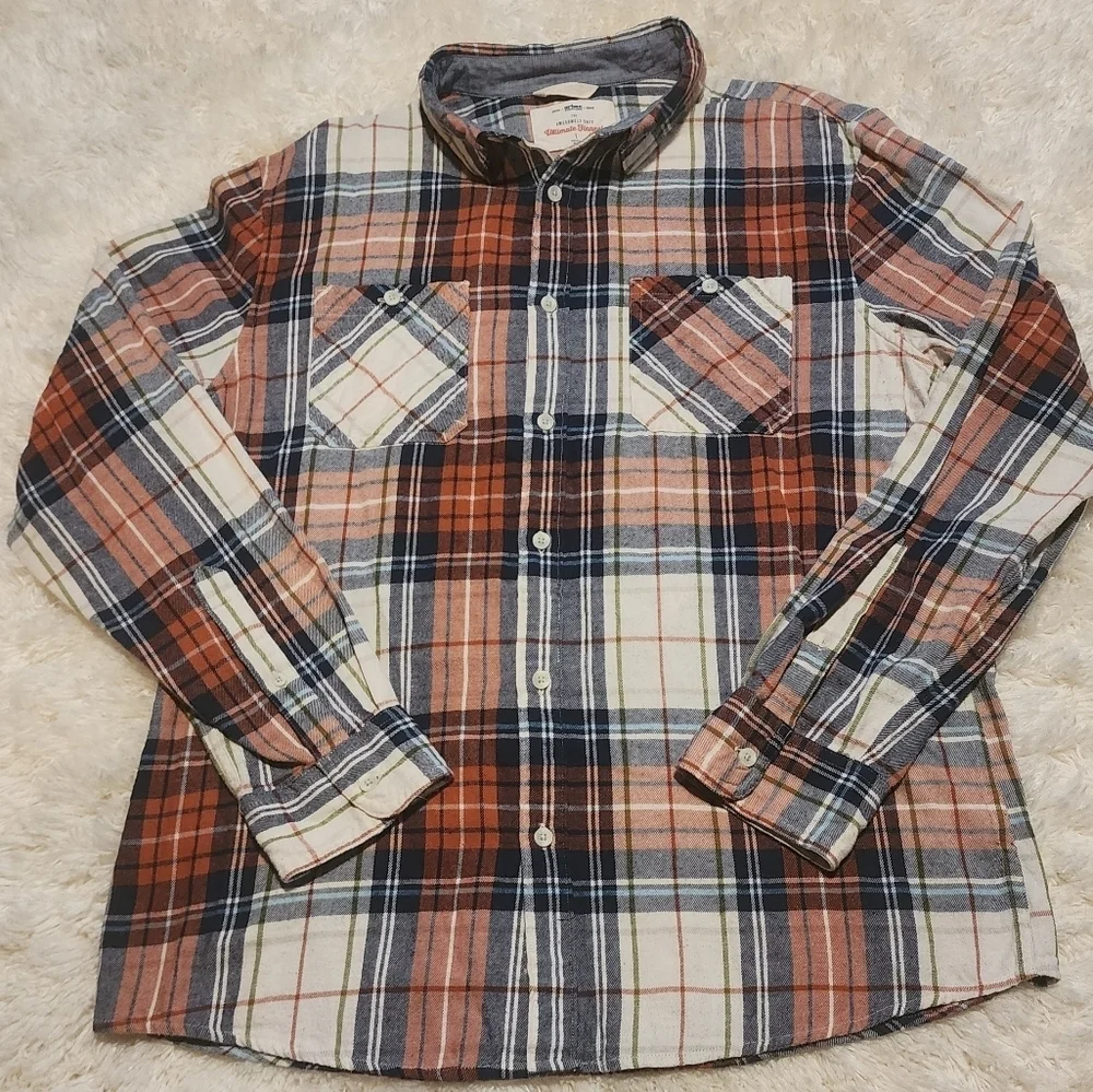 URBAN PIPELINE Ultimate Flannel Orange Plaid Long Sleeve Button Down Sz. L